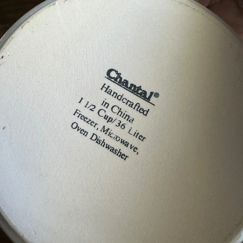 Chantal Lidded Ramekin White Ceramic Pear Knob Handcrafted 1.5 C Casserole Dish